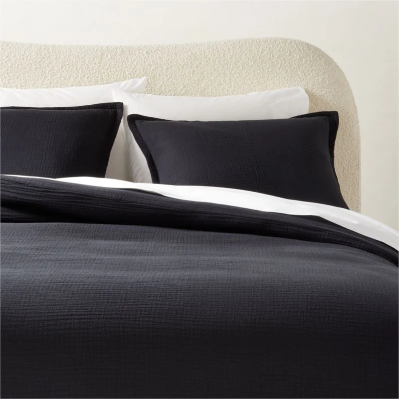 Alto Organic Cotton Black Duvet Cover And Pillow Shams 3 Alto Organic Cotton Black Duvet Cover And Pillow Shams