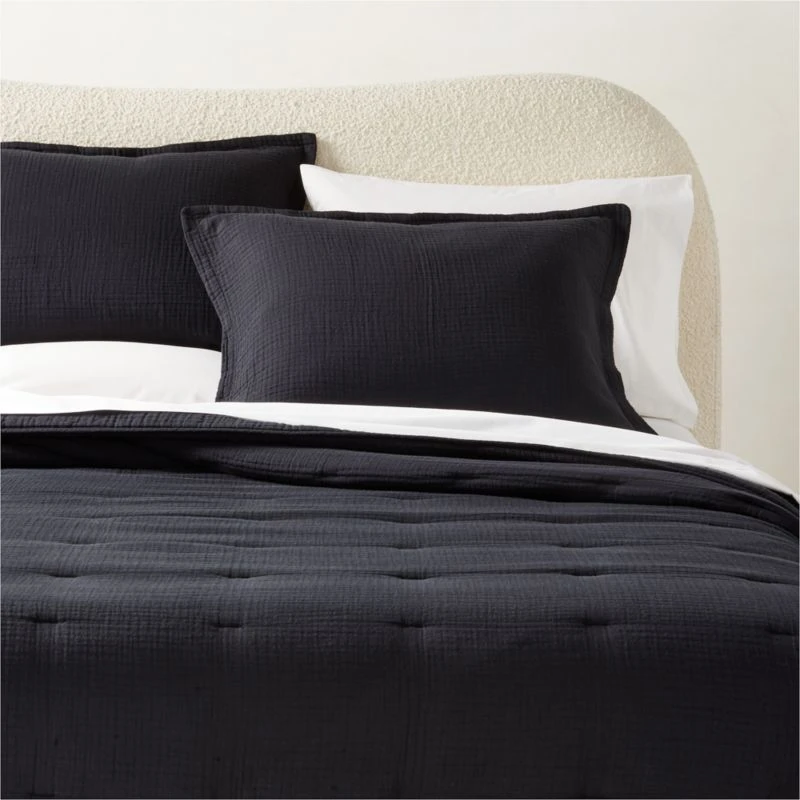 Alto Organic Cotton Black Quilt And Pillow Shams 3 Alto Organic Cotton Black Quilt And Pillow Shams