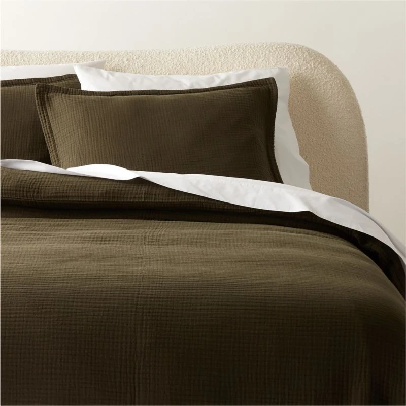 Alto Organic Cotton Dark Green Duvet Cover And Pillow Shams 3 Alto Organic Cotton Dark Green Duvet Cover And Pillow Shams