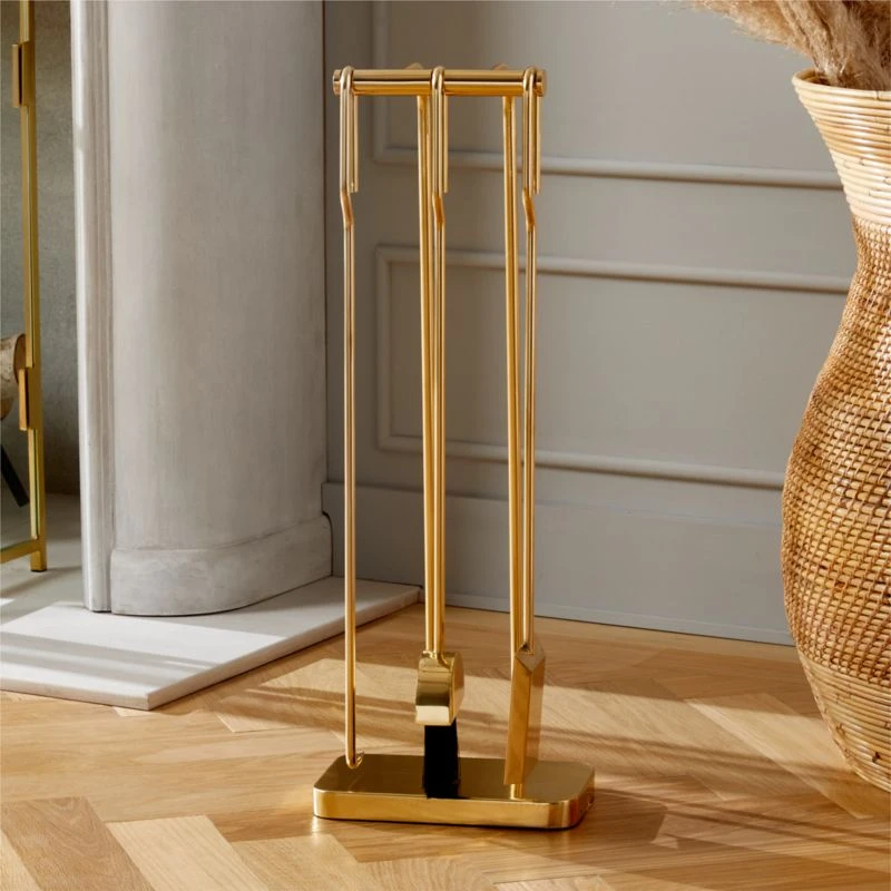 3-Piece Amos Brass Fireplace Tools 3 3-Piece Amos Brass Fireplace Tools
