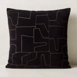 Arabella Black Velvet Throw Pillow With Down-Alternative Insert 23''