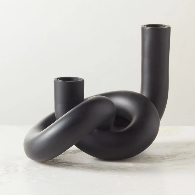 Asha Black Knotted Double Taper Candle Holder 3 Asha Black Knotted Double Taper Candle Holder