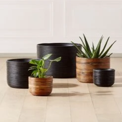 Basket Burnt Rattan Planters 8 Basket Burnt Rattan Planters -Home Store BasketRttnPlantersFHS21