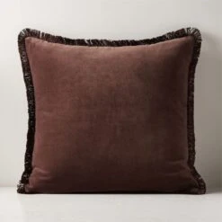 Bettie Chocolate Brown Throw Pillow With Down-Alternative Insert 23"