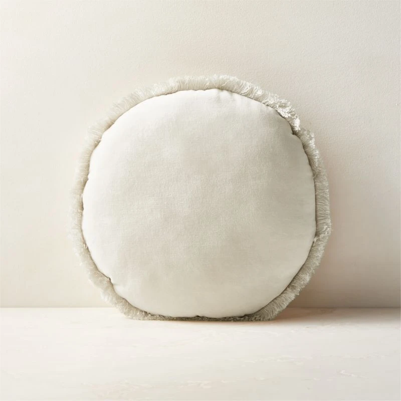 Bettie Warm White Velvet Round Throw Pillow 16" 3 Bettie Warm White Velvet Round Throw Pillow 16"