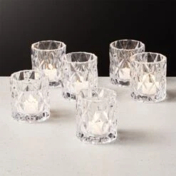 Betty Glass Tealight Candle Holder Set Of 6