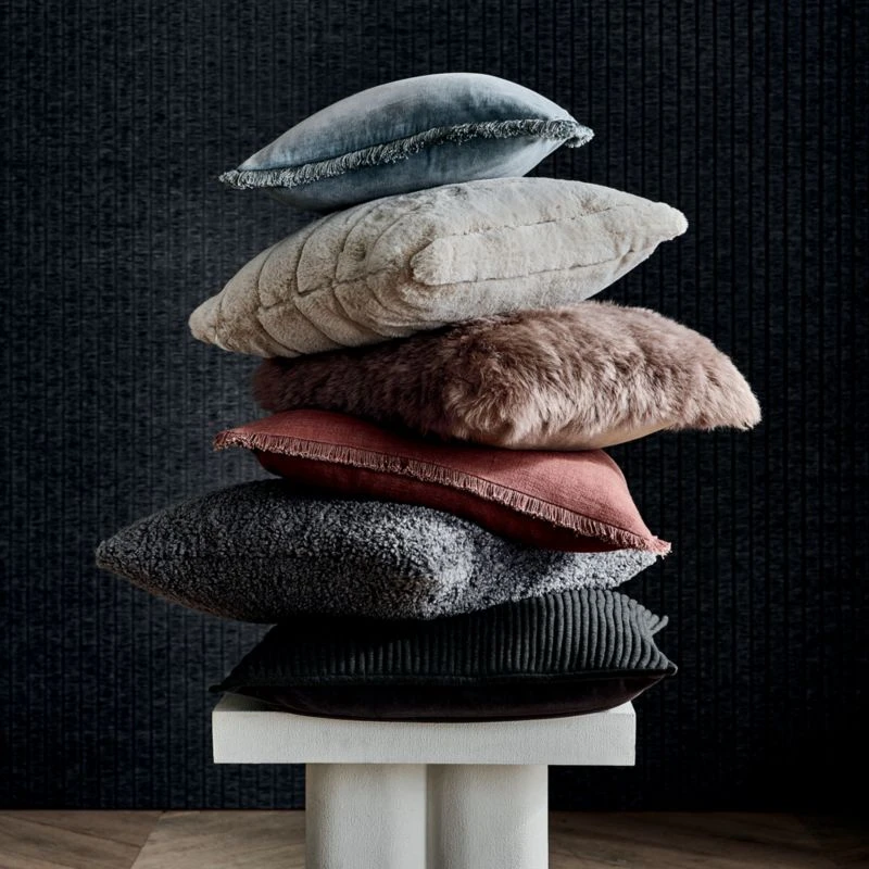 Channel Off-White Faux Fur Throw Pillow With Down-Alternative Insert 18" 6 Channel Off-White Faux Fur Throw Pillow With Down-Alternative Insert 18" - Image 4