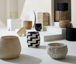 Conway Rectangular White Cotton Storage Basket Small -Home Store BlancheLargeGoldMetalBasketJN19