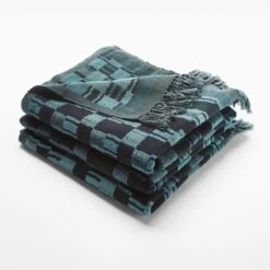 Bode Blue And Green Plaid Throw Blanket -Home Store BodePlaidThrowAVSSF23