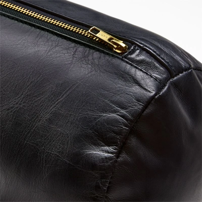 Bolster Black Leather Throw Pillow 44'' 4 Bolster Black Leather Throw Pillow 44'' - Image 2