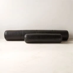 Bolster Black Leather Throw Pillow 44'' 8 Bolster Black Leather Throw Pillow 44'' -Home Store BolsterBlkLthrPillowCllctnFHF23