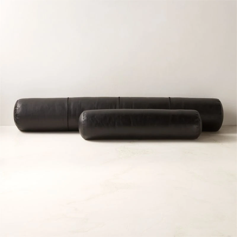 Bolster Black Leather Throw Pillow 44'' 5 Bolster Black Leather Throw Pillow 44'' - Image 3