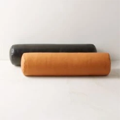 Bolster Black Leather Throw Pillow 24" 7 Bolster Black Leather Throw Pillow 24" -Home Store BolsterLeatherPillowGroupFHF22