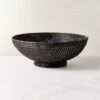 Borneo Woven Rattan Black Bowl 1 Borneo Woven Rattan Black Bowl -Home Store BorneoWovenRattanBowlSHF22