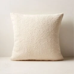 Ivory White Boucle Throw Pillow With Down-Alternative Insert 18''