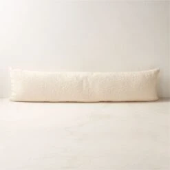 Ivory White Boucle Throw Pillow With Down-Alternative Insert 48''x12''