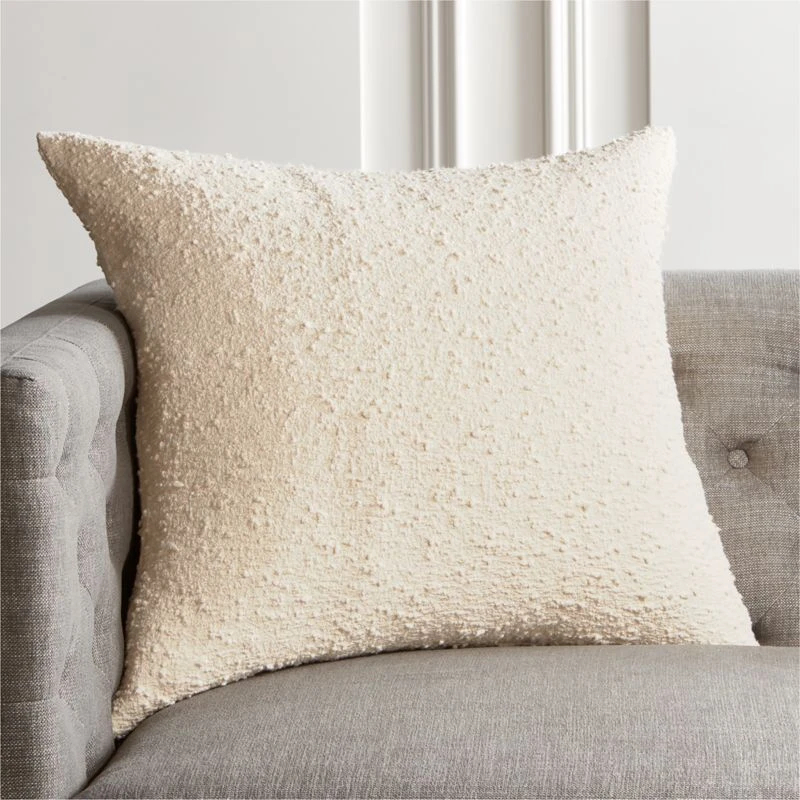 Ivory White Boucle Throw Pillow With Down-Alternative Insert 23" 3 Ivory White Boucle Throw Pillow With Down-Alternative Insert 23"