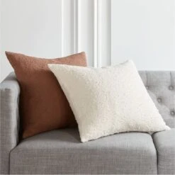 Ivory White Boucle Throw Pillow With Down-Alternative Insert 23" 8 Ivory White Boucle Throw Pillow With Down-Alternative Insert 23" -Home Store BouclePillowGroupFHS21