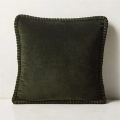 Brye Dark Green Velvet Throw Pillow With Down-Alternative Insert 20''