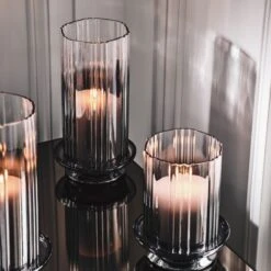 Lustro Smoked Glass Hurricane Candle Holder Small -Home Store CB2FA22 43A V1