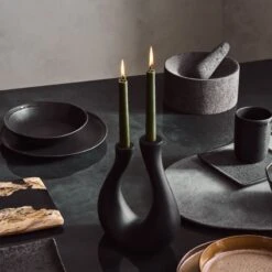 Uri Matte Black Cement Taper Candle Holder 13 Uri Matte Black Cement Taper Candle Holder -Home Store CB2FA23 09A V3