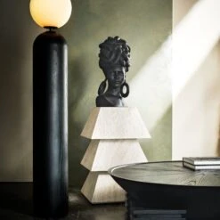 Weaver Bird Black Fiber Clay Bust 15 Weaver Bird Black Fiber Clay Bust -Home Store CB2FA23 BID 09 V2 RET light