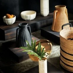 Luana Woven Black Vase Small -Home Store CB2FA23 BID 12 v2 RET 2