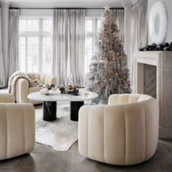 Fluffy White Feather Wreath 36'' -Home Store CB2HOL22 02A V2