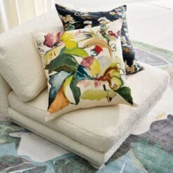 Floating Floral Silk Throw Pillow With Down Alternative Insert 23'' 9 Floating Floral Silk Throw Pillow With Down Alternative Insert 23'' -Home Store CB2SP23 PR 09A hero