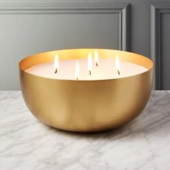 Large Brass Candle Bowl -Home Store CandleBowlLargeBrassROS18