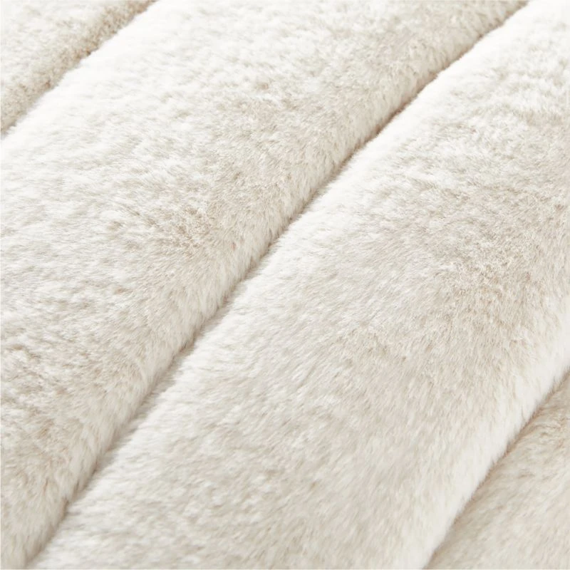 Channel Off-White Faux Fur Throw Pillow With Down-Alternative Insert 18" 4 Channel Off-White Faux Fur Throw Pillow With Down-Alternative Insert 18" - Image 2
