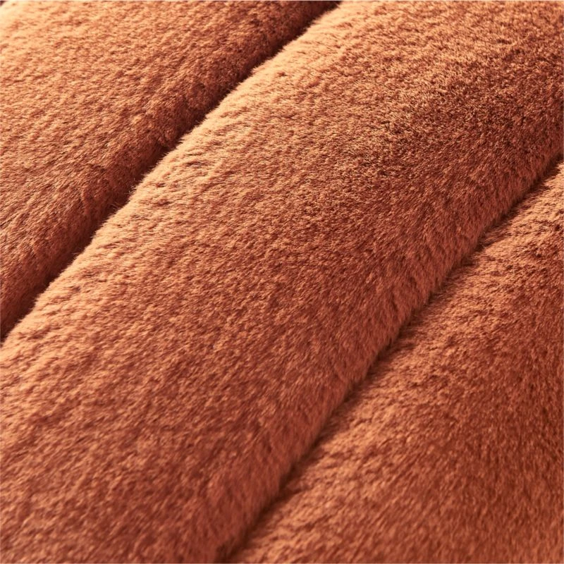 Channel Rust Orange Faux Fur Throw Pillow With Down-Alternative Insert 18" 4 Channel Rust Orange Faux Fur Throw Pillow With Down-Alternative Insert 18" - Image 2