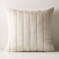Channel Off-White Faux Fur Throw Pillow With Down-Alternative Insert 23"