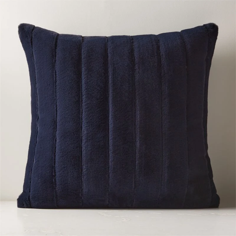 23" Channel Navy Faux Fur Throw Pillow 3 23" Channel Navy Faux Fur Throw Pillow