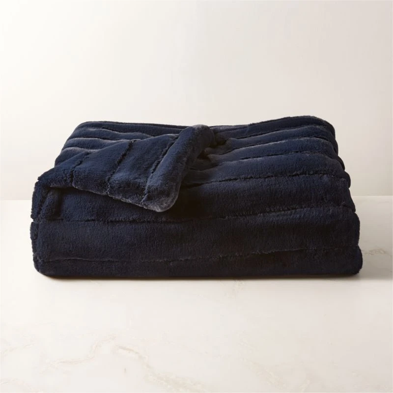 Channel Navy Faux Fur Throw Blanket 3 Channel Navy Faux Fur Throw Blanket