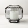 Coco Ribbed Glass Dark Grey Hurricane Candle Holder Small -Home Store CocoRbdGlsDkGryHrrcnSmSHS23