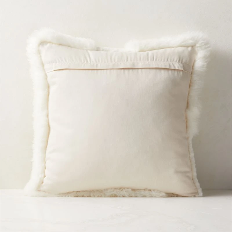 Connect White Sheepskin Fur Throw Pillow With Feather-Down Insert 20" 4 Connect White Sheepskin Fur Throw Pillow With Feather-Down Insert 20" - Image 2