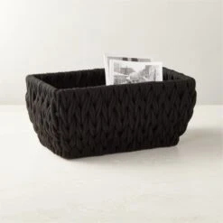 Conway Rectangular Black Cotton Storage Basket Small -Home Store ConwayBasketBlackSHS22