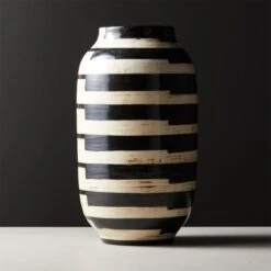 Cristo Black And White Striped Vase