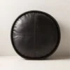 Dacre Round Black Leather Throw Pillow 16'' 2 Dacre Round Black Leather Throw Pillow 16'' -Home Store DacreRndLthrPillowSHF23