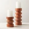 Dev Red Travertine Candle Holders 2 Dev Red Travertine Candle Holders -Home Store DevRedTrvrtnPillarHldrGrpAVFHS22