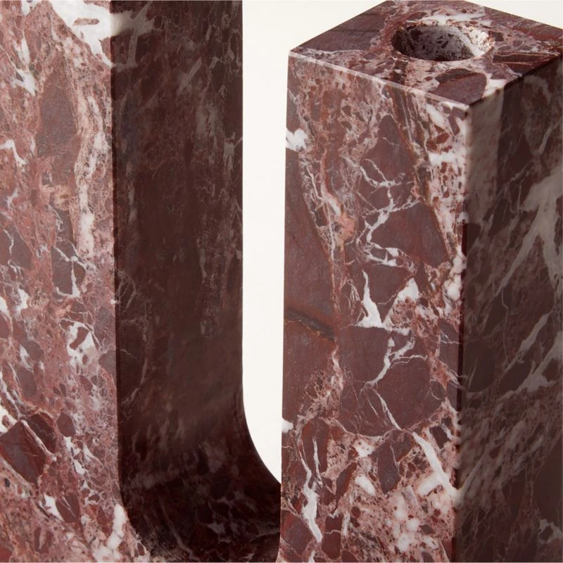 Double Red Marble Taper Candle Holder 6 Double Red Marble Taper Candle Holder - Image 4