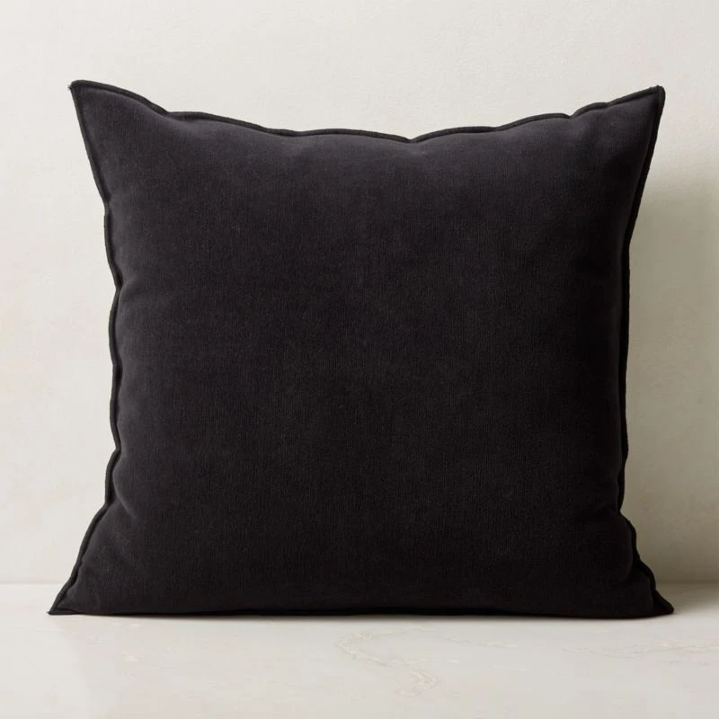 Doux Black Velvet Throw Pillow With Down-Alternative Insert 23'' 3 Doux Black Velvet Throw Pillow With Down-Alternative Insert 23''