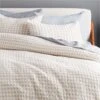 Estela Grey And White Organic Cotton Duvet Cover And Shams 1 Estela Grey And White Organic Cotton Duvet Cover And Shams -Home Store EstelaGreyFQDuvetSHF19