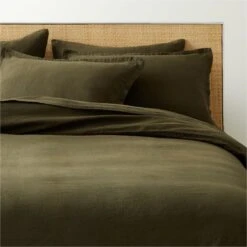 EUROPEAN FLAXâ„¢-Certified Linen Forest Green Duvet Cover And Shams