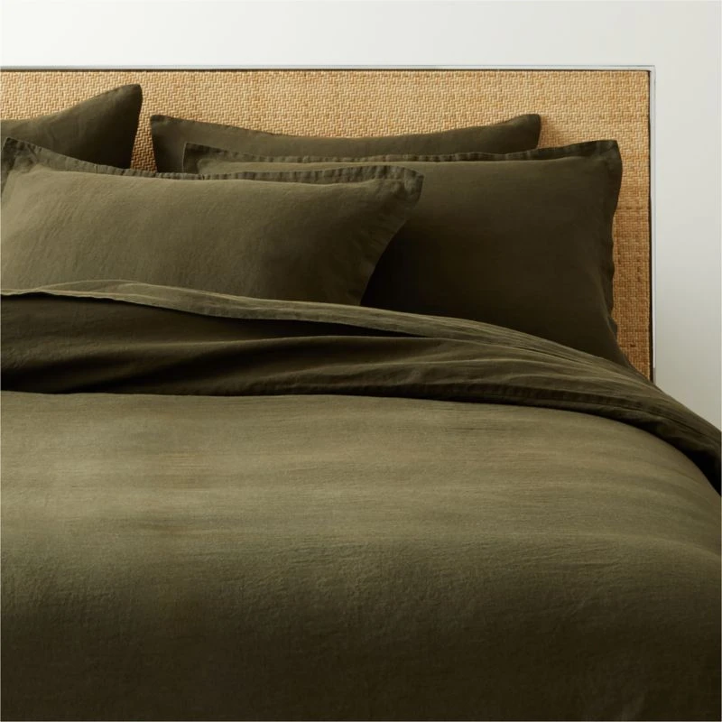 EUROPEAN FLAX™-Certified Linen Forest Green Duvet Cover And Shams 3 EUROPEAN FLAX™-Certified Linen Forest Green Duvet Cover And Shams