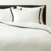 Border EUROPEAN FLAXâ„¢-Certified Linen White And Black Duvet Cover And Shams 1 Border EUROPEAN FLAXâ„¢-Certified Linen White And Black Duvet Cover And Shams -Home Store EuroFlxLnWtBkBrdFQDvtCvrSHF22