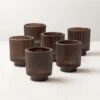Ezra Dark Brown Tealight Candle Holders Set Of 6 -Home Store EzraDkBrnTealightHolderS6SHF22