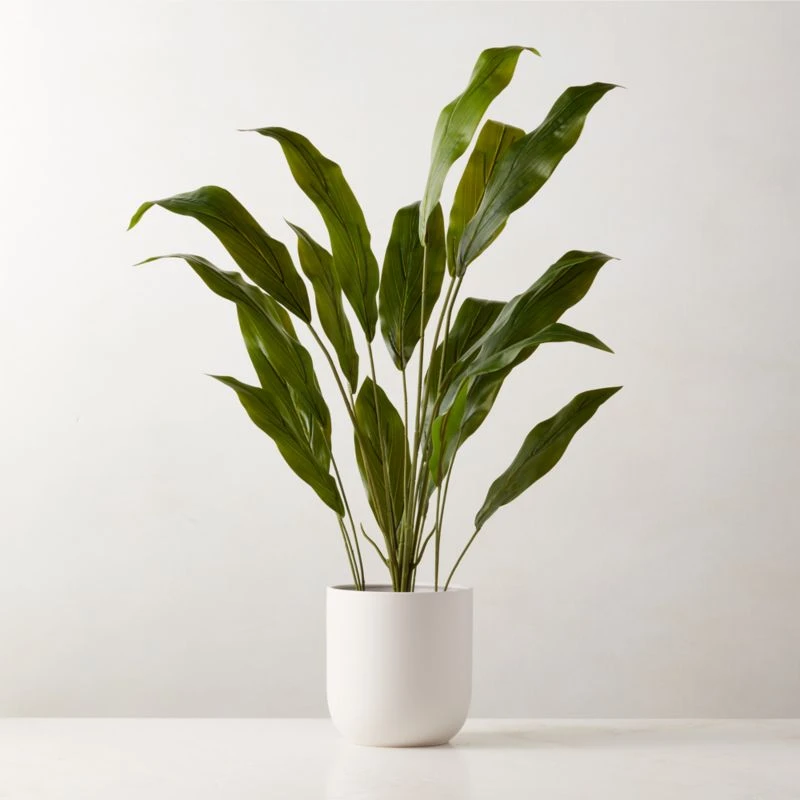 Faux Potted Iron Leaf Plant 35" 3 Faux Potted Iron Leaf Plant 35"