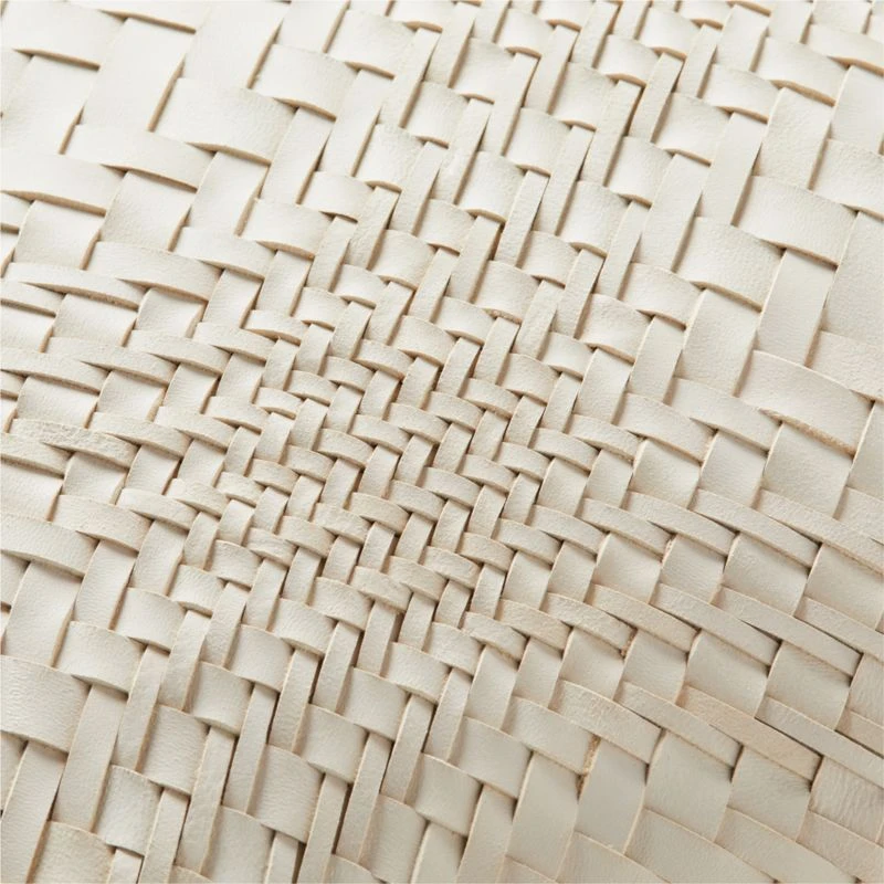 Flow White Leather Throw Pillow With Down-Alternative Insert 18" 4 Flow White Leather Throw Pillow With Down-Alternative Insert 18" - Image 3